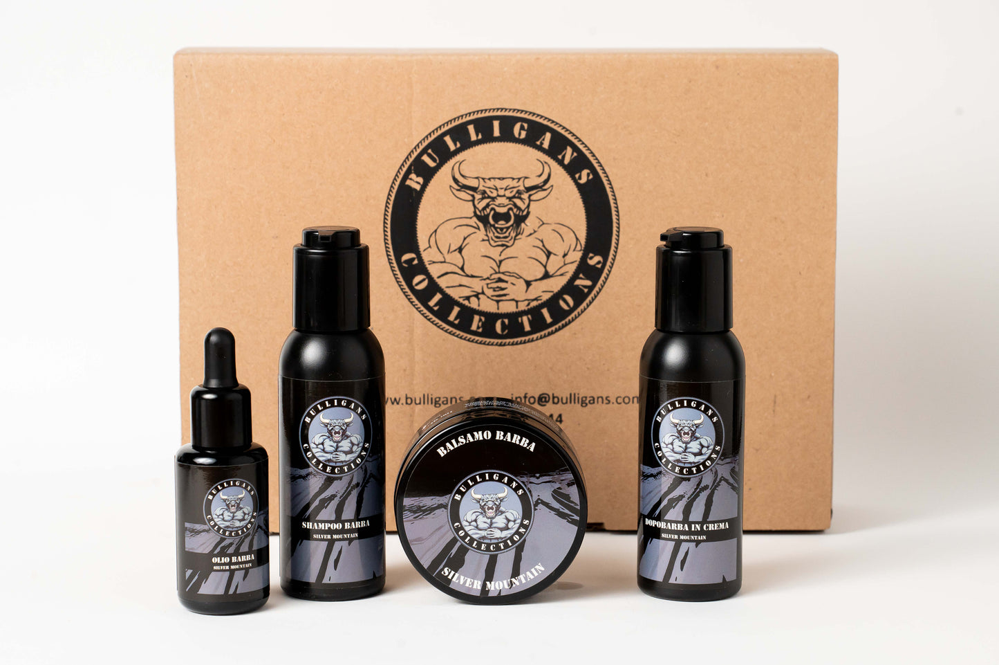 Kit Completo per la Cura della Barba con Shampoo, Balsamo, Olio e Dopobarba